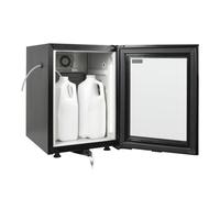 Polar G-Series Lockable Countertop Milk Fridge 20Ltr, Black, DB109 | Removable shelf maximizes space while a dedicated milk pipe connection hole connects directly to your coffee machine.