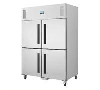 Polar Refrigeration G-Series 700W Upright Double Stable Door Gastro Freezer 1200 Litre, Stainless Steel, -20°C to -10°C, 2010(H)x1340(W)x800(D)mm, 6 Shelves, Energy Rating D, Lockable Castors | CW196