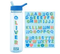 Polar Gear 600ml Kids Water Bottles with Straw and A-Z Sticker Sheet | Personalised Water Bottle Kids Can Decorate | Customisable Childrens Drinks Canteens for Boys and Girls for School, Sports, Home