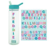Polar Gear 600ml Kids Water Bottles with Straw and A-Z Sticker Sheet | Personalised Water Bottle Kids Can Decorate | Customisable Childrens Drinks Canteens for Boys and Girls for School, Sports, Home