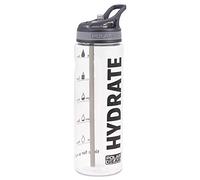Polar Gear 750ml Tracker Water Bottle With Straw - BPA-Free Reusable Water Bottle With Time Markings - Running Water Bottle Perfect for Gym, Cycling & Work, Black Hydrate