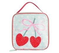 Polar Gear Cherries Sequin Reveal Insulated Lunch Bag - Reversible Flip Sequin Design - Leakproof Lining with Name Tag - BPA-Free Easy-Clean Food Cooler for Kids and Teens