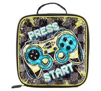 Polar Gear Game Over Sequin Reveal Insulated Lunch Bag with Name Tag - Stylish, Reversible Sequin Design, Leakproof, Easy-Clean, and BPA-Free Lunchbox for Kids and Teens