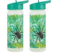 Polar Gear Jungle Glow in the Dark 500ml Bottlle with Straw - Drinking Bottle School Nursery Sports Picnic BPA Free (Pack of 2)