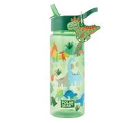 Polar Gear Kids Water Bottle 500ml - Baby Dino Design Drinks Bottle with Flip-Top Straw & Detachable Charm Keyring - BPA Free Polypropylene - Reusable School Bottle for Children (Baby Dino (Green))