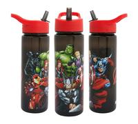 Polar Gear Marvel Avengers Water Bottle with Flip Up Straw 600ml - Kids Reusable Non Spill - BPA Free Polypropylene - Ideal for School Nursery Sports Picnic