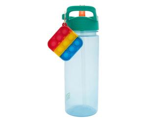 Polar Gear Popit 500ml Kids Water Bottles with Straw Back to School Supplies - Popit Bottle with Sensory Keyring Charm, Red, Blue, Green, Yellow, Orange