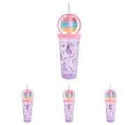 Polar Gear Unicorn 530ml Fidget Spinner Tumbler - Fun & Interactive Drinkware for Kids, BPA-Free, Spill-Proof Lid, Purple (Pack of 4)