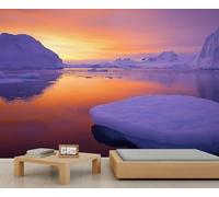 Polar Ice Floe Mural Polar Landscape Wallpaper Natural Scenery Wall Mural Large Panoramic Accent Wallpaper Bedroom Living Room 3D Sofa Backdrop (Non-self-Adhesive)