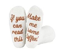 Polar 'If You Can Read This' Socks - 'Bring Me Some Coffee' - Gift Packaging - Present For Her - Womens Cute Funny Quote Cotton Socks - Indoor Thick Warm Thermal - One Size Fits Most - Brown - 2 Pairs