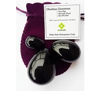 Polar Jade Obsidian Gemstones Eggs 3-PCS Set, for Strengthening Pelvic Floor Muscles, Large, Medium and Small 3 Size, with Instructions, 100% Natural & Genuine (Undrilled, 3 Sizes)