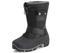 Polar Kids Winter Thermal Warm Winter Faux Fur Durable Rubber Sole Waterproof Outdoor Boots - Black/Grey - UK2/EU35 - YC0699