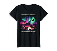 Polar Light Aurora Chaser Alaska Wilderness Aurora Borealis Value Graphic T-Shirt, Women, Black, S