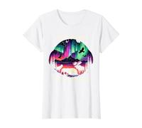 Polar Light Aurora Chaser Alaska Wilderness Aurora Borealis Value Graphic T-Shirt, Women, White, M