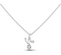 Polar Light Diamonds Sterling Silver Canadian Diamond Initial Pendant Necklace Choose Your Initial A, B, C, D, E, F, G, H, I, J, K, L, M, N, O, P Q R S T U V W X Y Z, M, Metal, Diamond