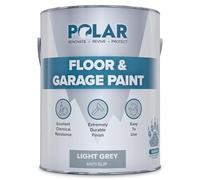 Polar Light Grey Anti-Slip Heavy Duty Floor & Garage Paint - 5 Litres - For Concrete and Stone Floors, High Performance Paint Protection, Hard Wearing Mid-Sheen Finish & Slip Resistant