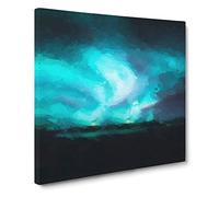 Polar Lights in Iceland in Abstract Modern Canvas Wall Art Print Ready to Hang, Framed Picture for Living Room Bedroom Home Office Décor, 14x14 Inch (35x35 cm)