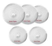 Polar Lights Low Volume Cymbal Set, White Stainless Steel, 5-Piece Practice Drum Cymbals with 14-inch Hi-Hats, 16-inch Crash, 18-inch Crash Ride, 20-inch Ride