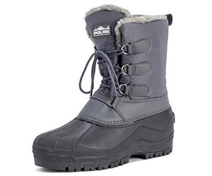 Polar Men’s Short Winter Snow Boot - Insulated Nylon Ankle Boots with Cushioned Insole & Anti-Slip Sole - Thermal Outdoor Footwear for Walking, Hiking & Everyday Cold Weather Wear - Grey - UK12/EU46