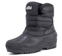 Polar Men’s Waterproof Nylon Snow Boots - Single Strap Winter Walking Shoes with Thermal Lining - Anti?Slip Rubber Sole & Lightweight Outdoor Grip - Black -