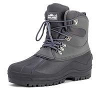 Polar Men’s Waterproof Snow Boots - Insulated Winter Walking Boots with Rugged Rubber Sole, Lace-Up Closure & Fleece Lining - Durable Outdoor Cold Weather Footwear - Grey - UK9/EU43