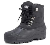 Polar Men’s Waterproof Snow Boots - Insulated Winter Walking Boots with Rugged Rubber Sole, Lace-Up Closure & Fleece Lining - Durable Outdoor Cold Weather Footwear - Black - UK12/EU46