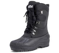 Polar Men’s Waterproof Winter Snow Boots - Insulated Nylon Upper with Duck Shell Overlay & Thermal Lining - Lace-Up Cold Weather Footwear for Outdoor Walking & Hiking - Black - UK11/EU45