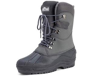 Polar Men’s Waterproof Winter Snow Boots - Insulated Nylon Upper with Duck Shell Overlay & Thermal Lining - Lace-Up Cold Weather Footwear for Outdoor Walking & Hiking - Grey - UK10/EU44