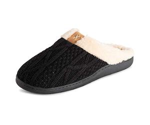 Polar Mens Memory Foam Comfort Plush Rubber Sole Outdoor Winter Anti Slip House Cozy Faux Fur Slippers Duel Size