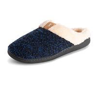 Polar Mens Memory Foam Duel Size Comfort Plush Rubber Sole Outdoor Winter Anti Slip House Cozy Faux Fur Slippers - Navy/Black - UK10-11/EU44-45 - EA0646