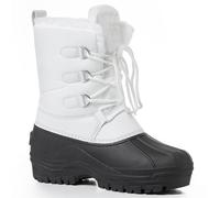 POLAR Mens Muck Lace Up Short Nylon Winter Snow Rain Lace Up Casual Duck Boots, White, 14