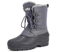 Polar Mens Muck Lace Up Short Nylon Winter Snow Rain Lace Up Waterproof Duck Boots - Grey - UK11/EU45 - YC0338