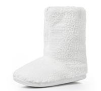 Polar Mens Sherpa Slipper Boots Anti-Slip Indoor Bootie Slipper with Funny Quote on its Outsole Soft and Fluffy House Slipper with Memory Foam Ankle Boot Slippers - White - UK8