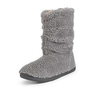Polar Men's Slipper Sherpa Boots Memory Foam Indoor Bootie Slipper with Anti-Slip Rubber Sole - Grey, Size 12 UK