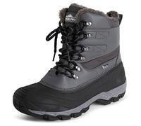 Polar Mens Waterproof Outsole Deep Tread Fully Faux Fur Lined Winter Durable Snow Boots - Grey Lace Up - UK7/EU41 - YC0683