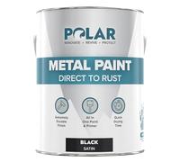Polar Metal Paint - 2.5 Litres| Satin Black | Direct to Rust All-in-One Primer, Undercoat, and Topcoat in One | Rust-Resistant Black Paint for Metal, Steel, Aluminium & Galvanised Iron