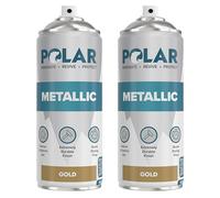 Polar Metallic Spray Paint - 2 x 400 ml, Gold - For Plastic, Metal, Wood, Glass, Ceramics & Ornaments - Multi-Purpose Scratch-Resistant Coating - Interior & Exterior - Quick Drying & Easy to Apply