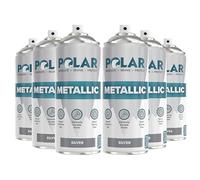 Polar Metallic Spray Paint - 6 x 400 ml, Silver - For Plastic, Metal, Wood, Glass, Ceramics & Ornaments - Multi-Purpose Scratch-Resistant Coating - Interior & Exterior - Quick Drying & Easy to Apply
