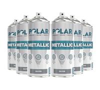 Polar Metallic Spray Paint - For Plastic, Metal, Wood, Glass, Ceramics & Ornaments - Multi-Purpose Scratch-Resistant Coating - Interior & Exterior - Quick Drying & Easy to Apply - Silver - 6 x 400 ml
