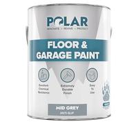 Polar Mid Grey Anti-Slip Heavy Duty Floor & Garage Paint - 5 Litres - For Concrete and Stone Floors, High Performance Paint Protection, Hard Wearing Mid-Sheen Finish & Slip Resistant
