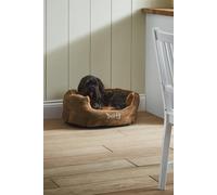 Bunty Polar Dog Bed & Cat Bed, Medium | Cosy Fluffy Fleece Calming Dog Bed | High Wall Snuggle Anti Anxiety | Washable Bed & Cushion for Puppy, Small to Large Pets - Brown