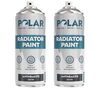 Polar Radiator Spray Paint - 2 x 400ml, Anthracite - 3-in-1 Primer, Under- & Topcoat - Heat Resistant up to 170°C - For Radiators, Hot Pipes & Towel Rails - Satin Finish