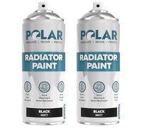 Polar Radiator Spray Paint - 2 x 400ml, Black - 3-in-1 Primer, Under- & Topcoat - Heat Resistant up to 170°C - For Radiators, Hot Pipes & Towel Rails - Matt Finish