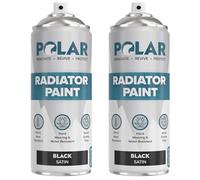 Polar Radiator Spray Paint - 2 x 400ml, Black - 3-in-1 Primer, Under- & Topcoat - Heat Resistant up to 170°C - For Radiators, Hot Pipes & Towel Rails - Satin Finish