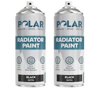 Polar Radiator Spray Paint - 3-in-1 Primer, Under- & Topcoat - Heat Resistant up to 170°C - For Radiators, Hot Pipes & Towel Rails - Satin Finish - Black - 2 x 400ml