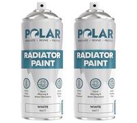 Polar Radiator Spray Paint - 3-in-1 Primer, Under- & Topcoat - Heat Resistant up to 170°C - For Radiators, Hot Pipes & Towel Rails - Matt Finish - White - 2 x 400ml
