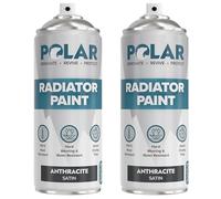 Polar Radiator Spray Paint - 3-in-1 Primer, Under- & Topcoat - Heat Resistant up to 170°C - For Radiators, Hot Pipes & Towel Rails - Satin Finish - Anthracite - 2 x 400ml