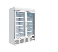 Polar Refrigeration G-Series 1.1kW Upright Double Door Display Freezer 920 Litre, White, -22°C to -18°C, 2022(H)x1370(W)x720(D)mm, 10 Shelves, Self Closing Lockable Doors, Energy Rating F | GH507