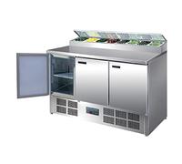 Polar Refrigeration G-Series 235W Pizza Food Prep Triple Door Counter Fridge 390 Litre, Stainless Steel, 2°C to 8°C, 1010(H)x1370(W)x700(D)mm, 3 Adjustable Shelves, Fan-Assisted Cooling | G605