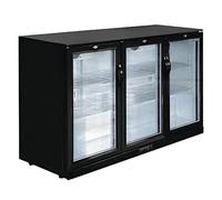 POLAR REFRIGERATION, Polar GL004 Triple Hinged Door Back Bar Cooler in Black with LED, 330L Capacity